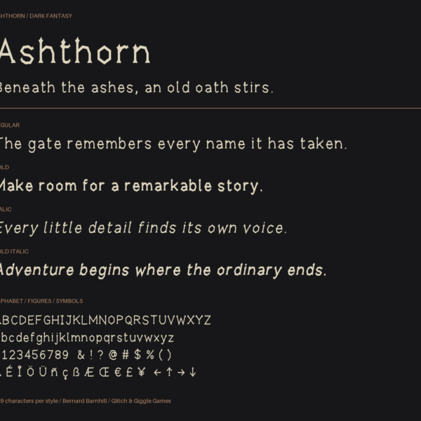Ashthorn — A Fantasy Display Font