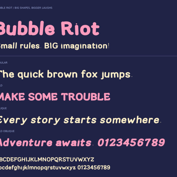 BubbleRiot — A Bold, Bubbly & Playfully Chaotic Display Font