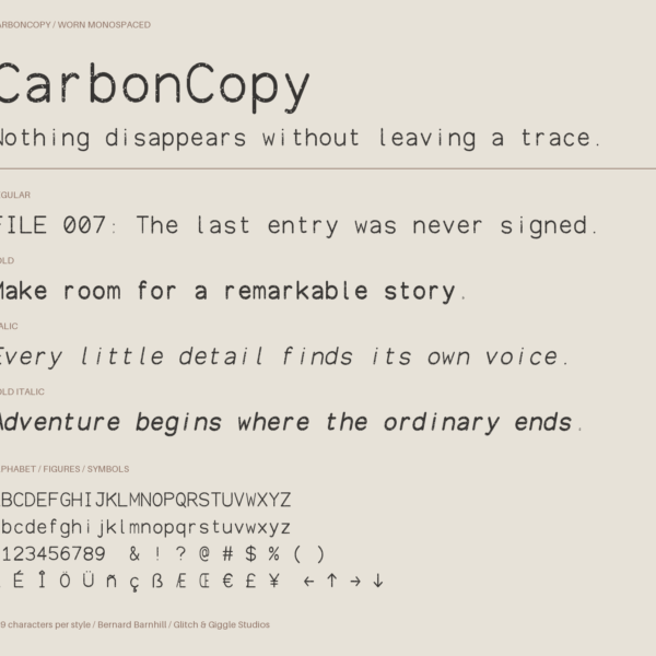 CarbonCopy — A Classic, Typewriter-Inspired Font