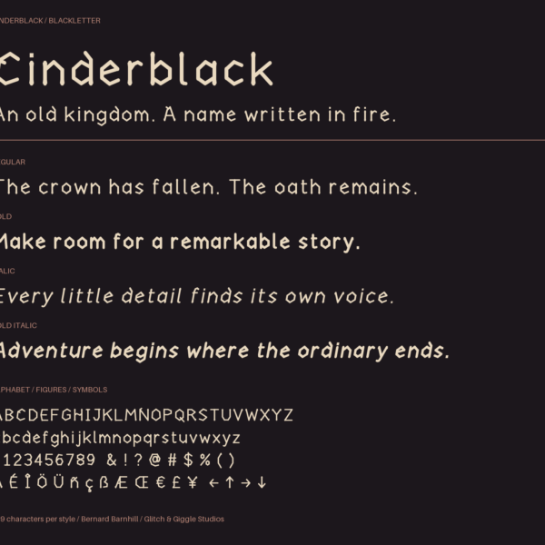 Cinderblack — A Dark, Fire-Inspired Display Font
