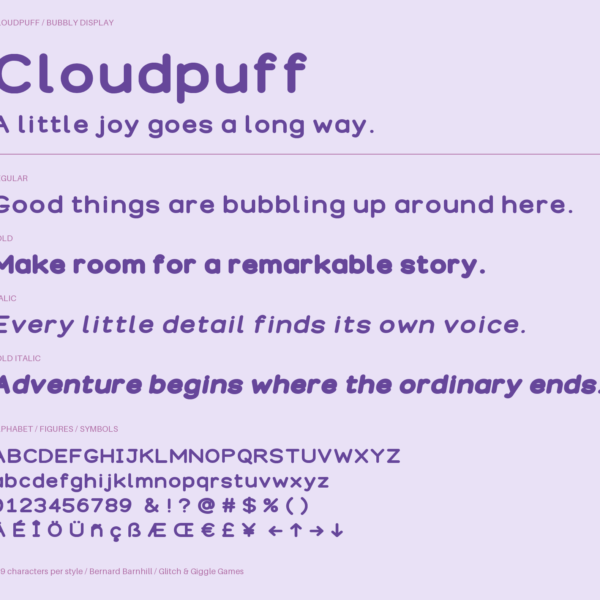 Cloudpuff — A Soft, Dreamy & Whimsical Display Font