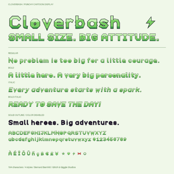 Cloverbash — A Bold, Green & Action-Packed Cartoon Display Font