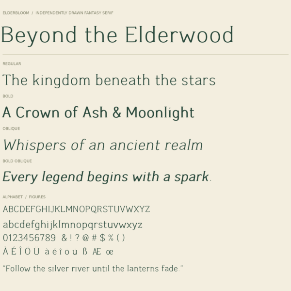 Elderbloom — An Enchanting, Nature-Inspired Fantasy Font