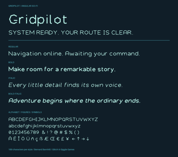 Gridpilot — A Futuristic, Tech-Inspired Display Font