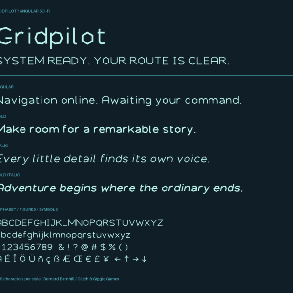 Gridpilot — A Futuristic, Tech-Inspired Display Font