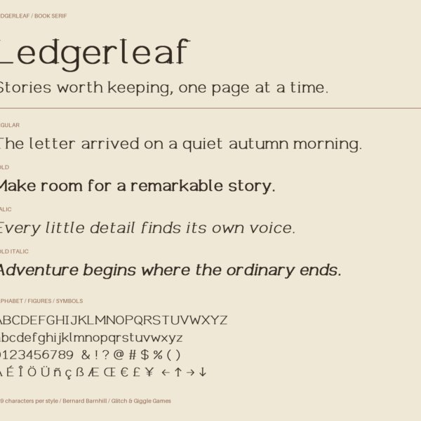 Ledgerleaf — A Charming, Nature-Inspired Vintage Font