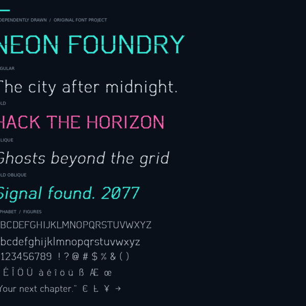 NeonFoundry — A Bold, Futuristic & Industrial Display Font