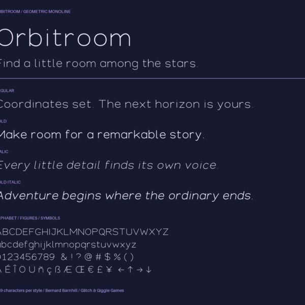 Orbitroom — A Futuristic, Space-Inspired Display Font