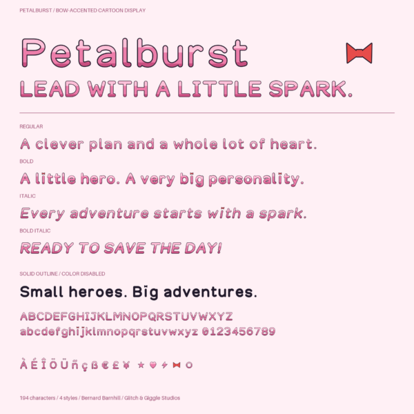 Petalburst — A Sweet, Pink & Bow-Accented Cartoon Display Font