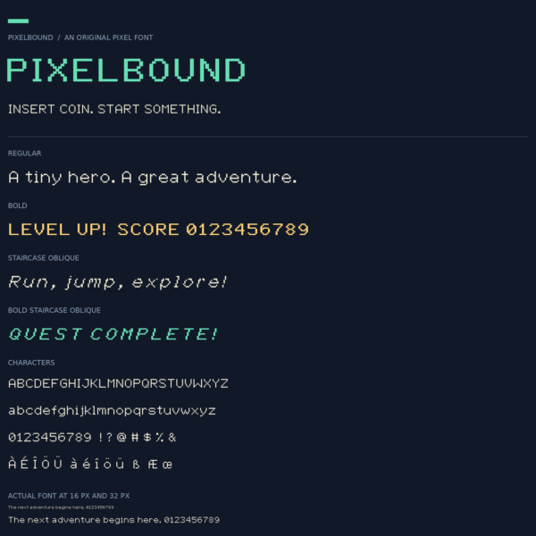 Pixelbound — A Retro, Pixel-Inspired Gaming Font