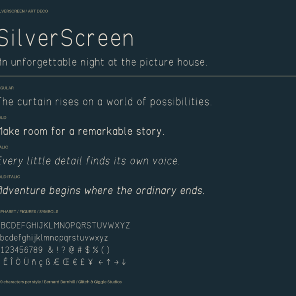 SilverScreen — A Glamorous, Vintage Cinema-Inspired Display Font