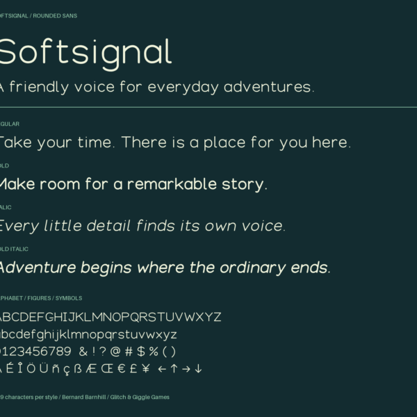 Softsignal — A Gentle, Modern & Digital-Inspired Font