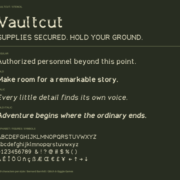 Vaultcut — A Bold, Industrial & Precision-Inspired Display Font