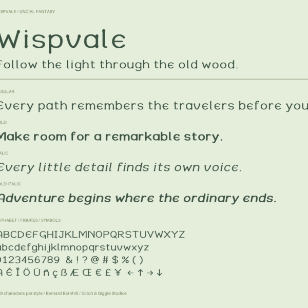 Wispvale — An Enchanting, Whimsical & Fantasy-Inspired Display Font